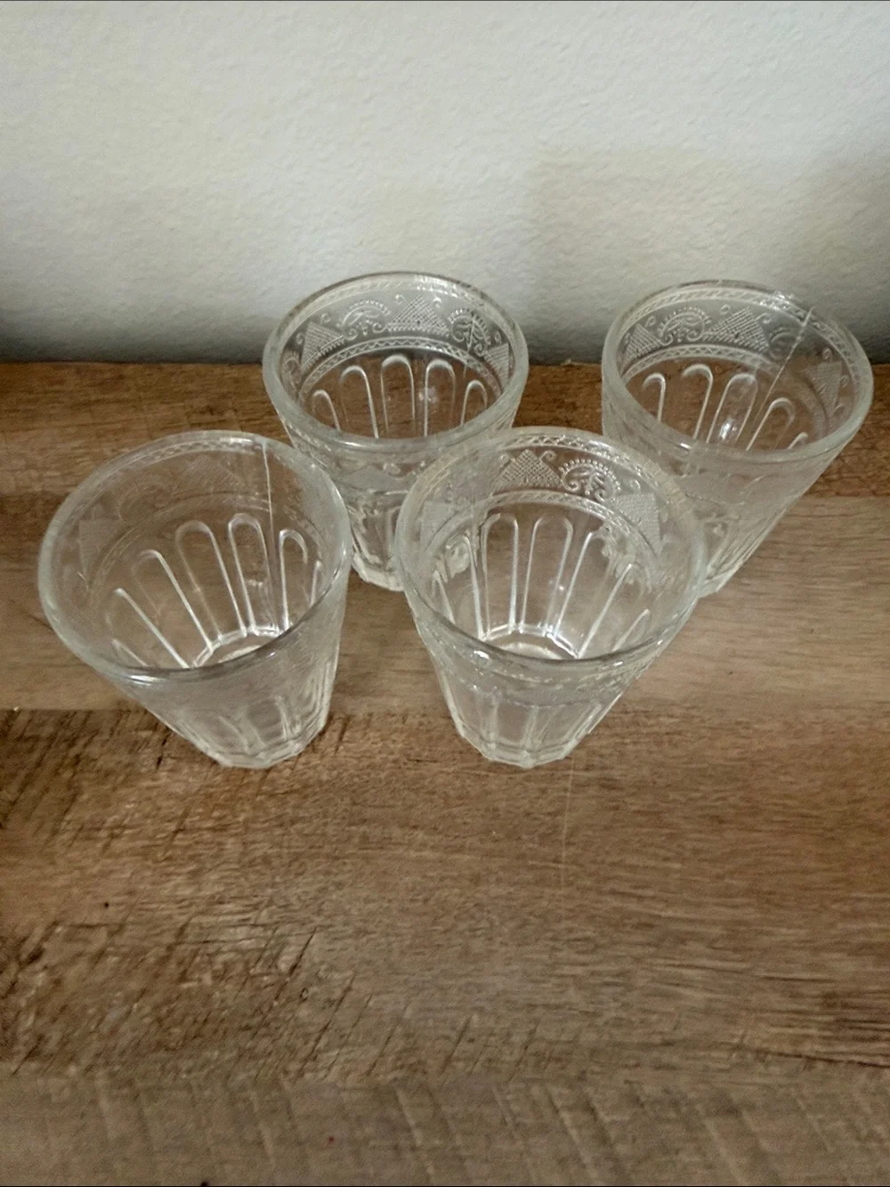 Vintage Embossed Glass Tumbler - Set of 4 Resembles Ralph Lauren Emma Set